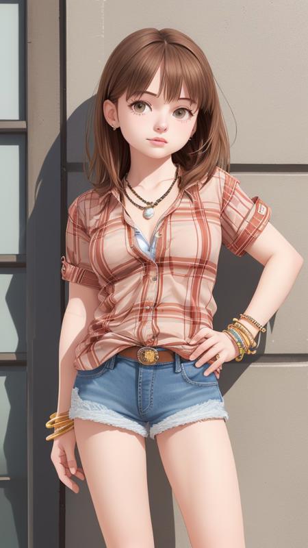 00075-1girl jewelry plaid plaid shirt solo bracelet necklace.jpg